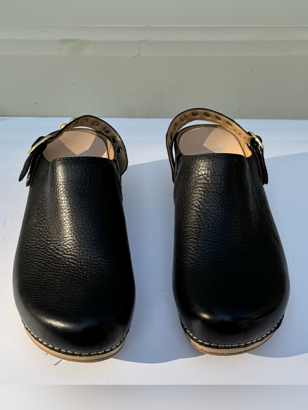 Dansko Black Leather Slingback Clogs Studded Strap EU 40 US 9.5-10
